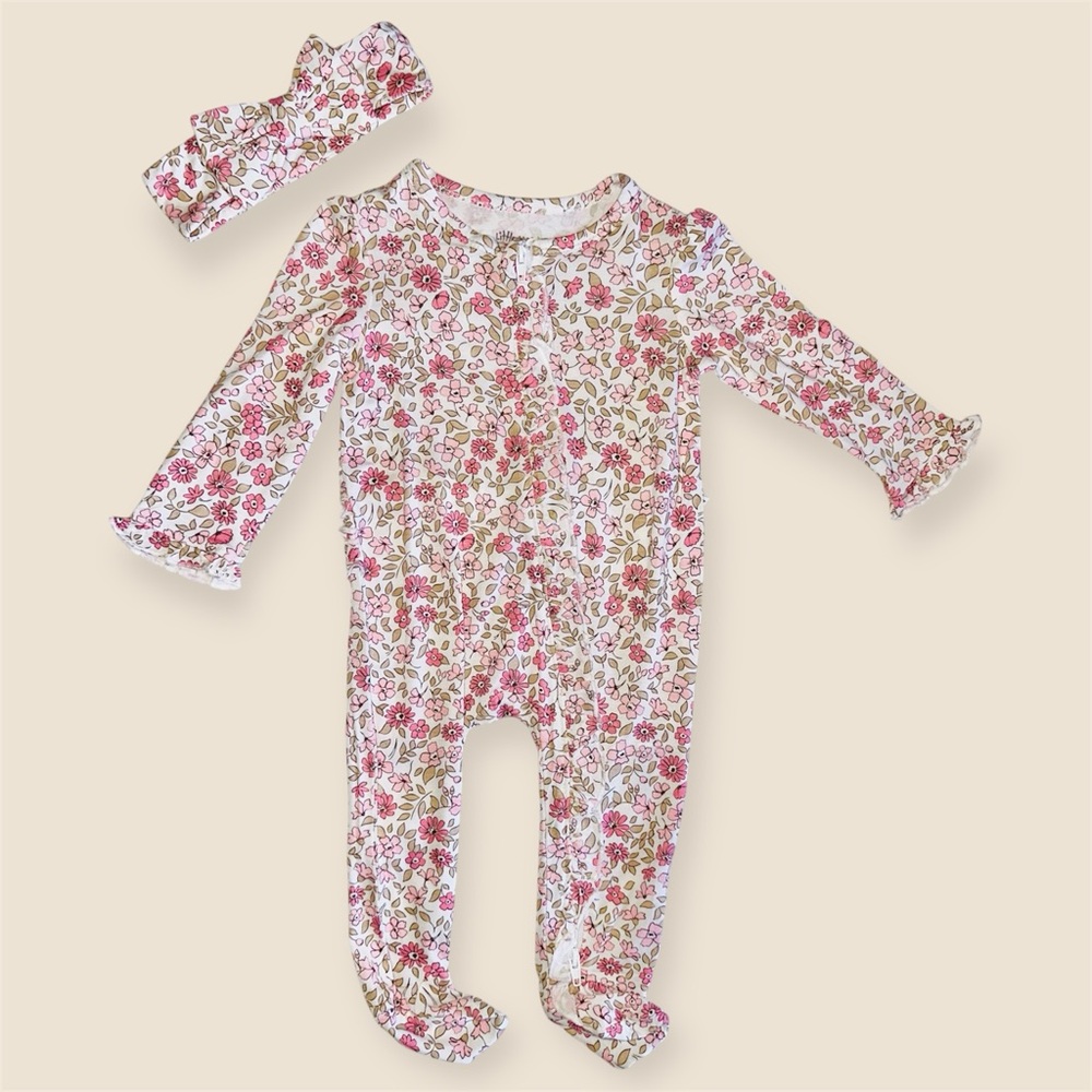 New Little Me bamboo Footie & Headband